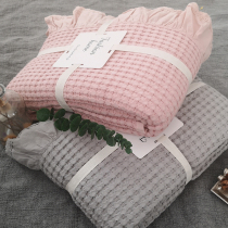 Pink cotton waffle cotton lace cover blanket pillow towel nap sofa casual blanket bed tail towel bedding