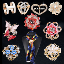 Three ring silk towel buckle clothing corner knotted simple temperament brooch brooch scarf high-end dual-purpose accessories female luxury pin