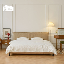 Retro Nordic Corduroy Soft Bed Furniture Bedroom 1 8m Double Bed Light Luxury Simple American Cloth Bed