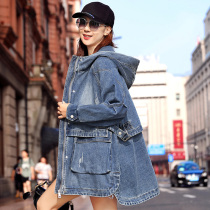 2022 new spring and autumn Korean version loose denim wind clothes female medium long style pop bf tooling small sub short coat tide