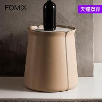 FOMIX Italian minimalist round side a few saddle leather marble sofa side table living room modern creative small round a few