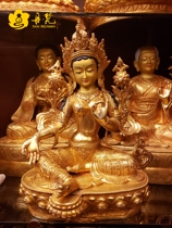 Nepals Sakya All Bleu Gold Green Degree Mother Buddha statue One ruler pure bronze Buddha statue Delicate Sculpture Flower Buddha 