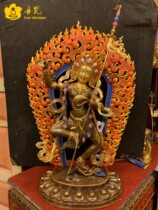 King Kongs Helmholson silence Buddha statue Nepal red copper-gold painted Doggipam finely carved bronze Sakai 72cm
