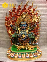 Nepalese full-light gold painted six-arm maha gala Buddha statue one ruler five six arms large black sky height 48cm