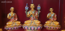 Nepals Sakya Cage Cage Gold Painted Kaba Master Apprentice 3-Zun Pavilion Tibetan Class Works High 53cm44cm