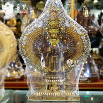 Nepal boutique red copper khand Guanyin Buddha statue red copper-white gold-white gold-silver-hand one thousand-eye view of the Bodhisattva 51cm