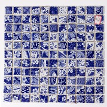 Jingdezhen blue and white porcelain mosaic garden background Chinese restaurant tea club background kiln becomes antique tiles