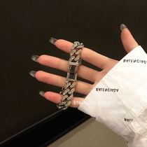 Wang Jiaer same Cuban bracelet female summer ins Wind light luxury minority design boys tide bracelet high-end accessories