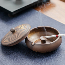 Large ashtray with lid creative personality trend retro fashion windproof home living room Chinese ceramic ashtray