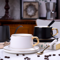 High-grade matte gold Penh ins coffee cups and saucers European small luxury English afternoon tea cup tea set ceramic water Cup plate