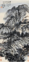 Art micro-spray Zhang Daqian made imitating Shi Taos pen intention vertical shaft 30x65cm in 1967