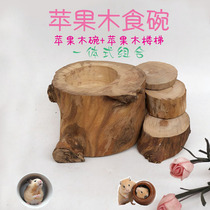 Apple Wood Tree Bowls Wooden Mound Stairs Integrated Bowl Squirrel Dragon Cat Honey Bag Barn Rat Bowl Rice Bowl Rice Bowl Mesh Cage Building View