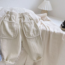 Baby loose sweatpants childrens anti-mosquito pants 2021 spring new mens and womens cotton and linen casual pants for children