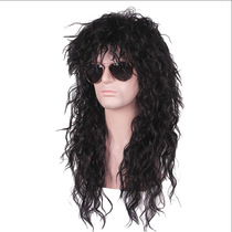 European and American 70 s 80 s retro rock wind Mike Jackson plays Black long curly hair COS fluffy wig