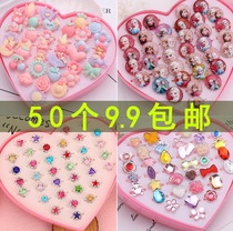 Childrens ring diamond gemstone set gift cute wind cartoon little Princess jewelry toy