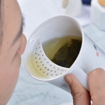 Teacup Ceramic with lid Filter Hand painted tea cup Crescent tea water separation Personal home office Drink teacup