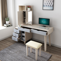 Nordic dresser Bedroom Simple modern multi-function bookcase bookshelf one combination Computer desk Office one table