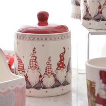 Cute Santa Claus hand-painted ceramic storage jar creative home sealed jar multigrain snack jar with lid jar
