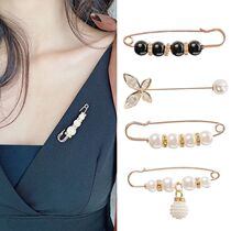 Bib fixed non-slip device brooch pin pants waist change small artifact Female bib waist mouth word imitation pearl