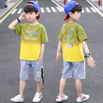 Childrens clothes boy summer clothing suit 2022 new handsome short sleeve boy big boy sports leisure two sets