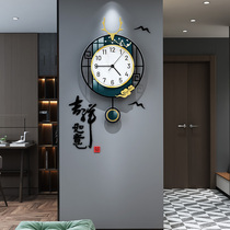 Modern decoration living room household wall clock New Chinese style simple light luxury wall watch fashion net red creative quartz clock