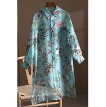 Brand discount store clearance withdrawal cabinet cut label retro tone printed silk organza sunshade coat windbreaker women