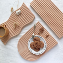 Photo props Beech tray Nordic simple geometric lines arched wave net red home decoration background board