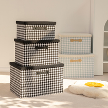 Thousand bird grid folding fabric storage box wardrobe finishing artifact set covered clothes box ins Wind Storage Box