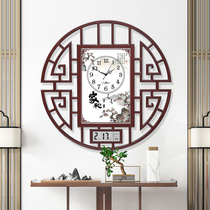 Chinese wind clock wall clock living room home fashion clock hanging wall new Chinese creative radio wave watch decoration wall clock clock