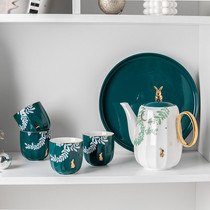 American daughter-in-law household light luxury melon pattern ceramic water set Kettle Teapot set high temperature resistant large capacity cold kettle