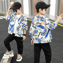 Childrens clothing Boys  jackets spring and autumn thin childrens Western-style tops 2021 new models of childrens autumn Korean windbreaker tide