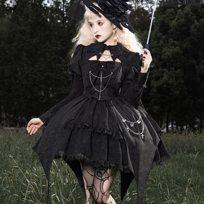taobao agent Milk tea cat original dark night law Halloween dark ghost festival often sweet lolita small black skirt cos cos clothing