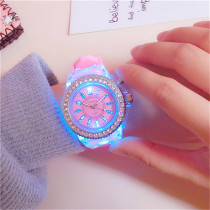 Childrens luminous luminous electronic watch Korean version of high school and primary school students candy color male and female children cartoon silicone watch