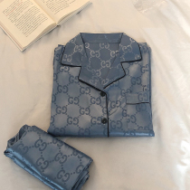 2022 new pajamas men spring and autumn long sleeves ice silk plus size two-piece silk thin summer home clothes