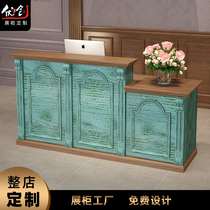 Youchuang wood grain retro front desk nostalgic European bar clothing store live Net red shoe shop bag imitation old cashier