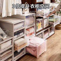 Wardrobe storage box Drawer storage box Clothes finishing box Household plastic transparent clothing toy storage cabinet