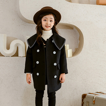 Girls cashmere woolen coat autumn winter clothing Korean childrens woolen coat 2021 New Baby foreign style childrens clothing tide