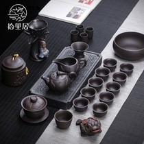 Shiliju purple sand raw ore Purple clay Yixing Kung Fu tea set Teapot cover bowl Ceramic set Household simple