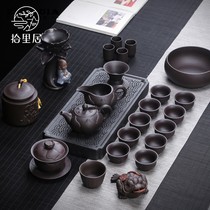 Shiliju purple sand raw ore Purple clay Yixing Kung Fu tea set Teapot cover bowl Ceramic set Household simple