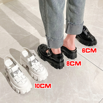 Zhang craftsman thick bottom P family triangle weaving sandals woman in 2023 new summer increase 8 cm bag head 10 cm