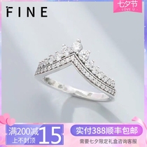 18K platinum ring female moissan stone crown double row heart-shaped simulation diamond female ring light luxury row diamond diamond wedding ring