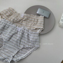 Puff Stripes ~ Clouds side Modale pro-skin Breathable Ins Girl Mid-Waist Underwear comfortable to wear without Le pp