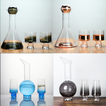 Creative gradient glass decanter Light luxury smoke gray decanter Minimalist model room decoration Modern minimalist wine set