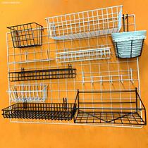 Wire mesh ceiling living room dining room decoration wrought iron hollow background wall shelf home bedroom kitchen storage basket
