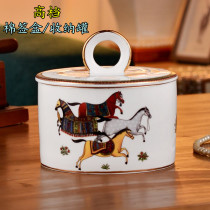 European ceramic cotton pick box toothpick tube home Creative Bathroom Storage box ornaments hotel toothpick box with lid