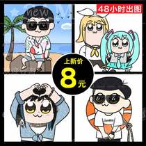 Anime pop child pipi beauty custom hand-painted couple Q version cute super cute cartoon head emojis gimmick ghost animal