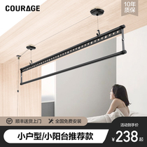 Single rod drying rack Hand balcony lifting single row drying rod Small apartment single root manual drying clothes horizontal bar