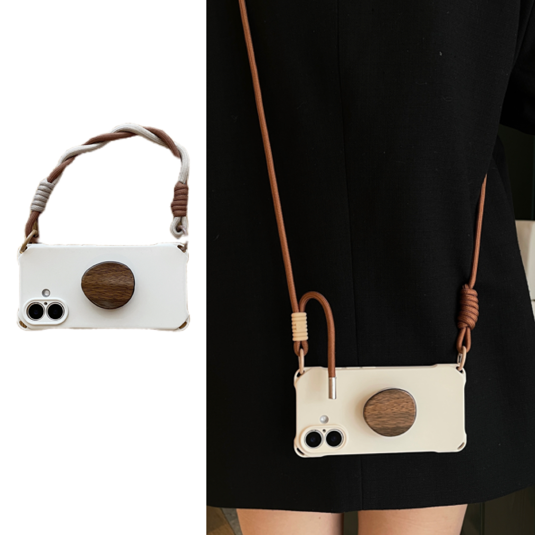 25年移动端壳新趋势——该款ins极简木纹支架挂绳手机壳、为什么比传统壳子更值得买?