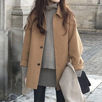 Hong Kong counter 2021 autumn and winter camel double-sided cashmere coat short small loose versatile woolen coat women