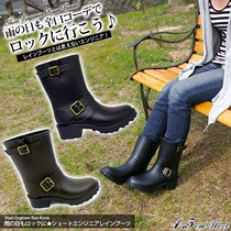 Japanese rain boots Womens mid-tube spring and summer rain boots Water shoes Motorcycle shoes Fashion lightweight adult waterproof non-slip galoshes Rubber shoes